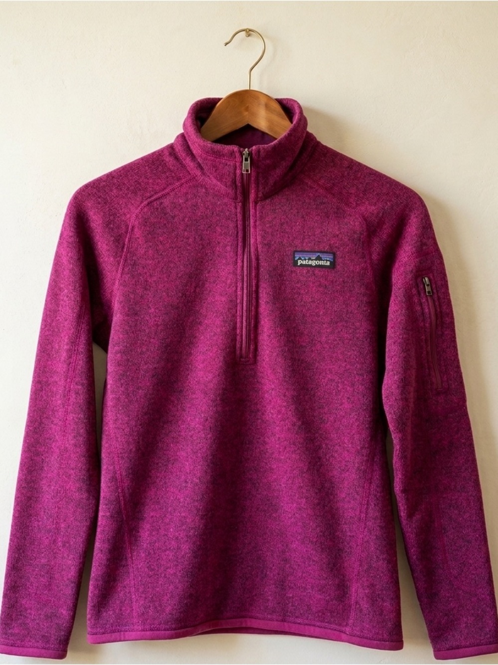 ⁠Patagonia Heathered Magenta Berry Quarter Zip Fleece Pullover Better Sweater S⁠